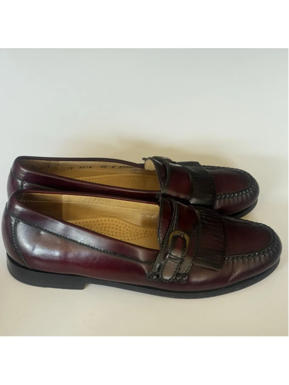 Cole Haan Burgundy Leather Kiltie Buckle Loafers Men’s Size 9.5B Classic Preppy